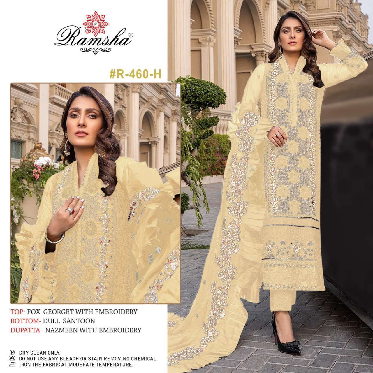 RAMSHA PRESENTS 460 LIGHT NX GEORGETTE WITH HEAVY EMBROIDERY WHOLESALE PAKISTANI SUIT